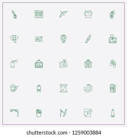 icon set about art with keywords piano keys, wall picture and ballet shoes