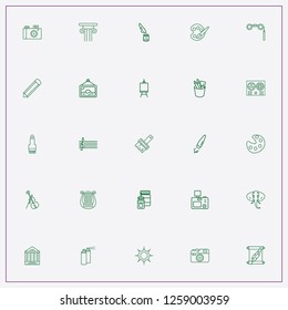 icon set about art with keywords scroll letter, palette and music note