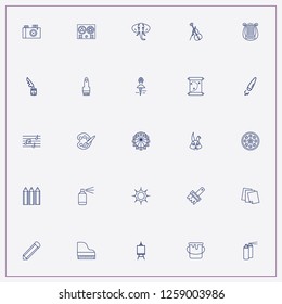 icon set about art with keywords photo camera, piano and papers