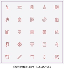 icon set about art with keywords glue, music notes and photo camera