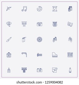 icon set about art with keywords piano, ballet shoes and paint brush