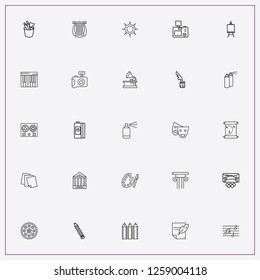 icon set about art with keywords sketchbook, easel and music notes