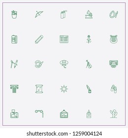 icon set about art with keywords violin, compass with pen and ballet shoes