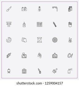icon set about art with keywords piano keys, ink pot and rabbit
