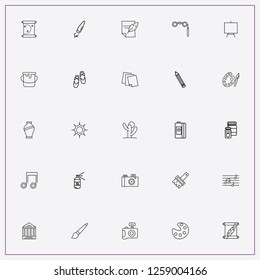 icon set about art with keywords photo camera, scroll and palette