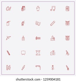 icon set about art with keywords spray, harp and theatrical binocular