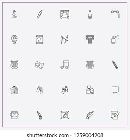 icon set about art with keywords circus tent, brush and painting brush