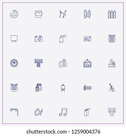 icon set about art with keywords compass with pen, music note and ferris wheel