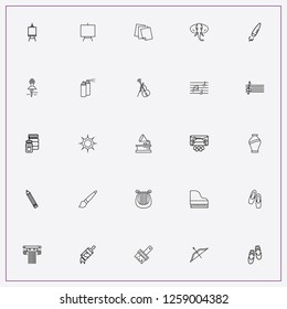 icon set about art with keywords vase, music notes and harp