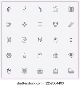 icon set about art with keywords sun, compass with pen and harp