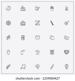 icon set about art with keywords theater mask, scroll letter and brushes