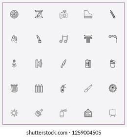 icon set about art with keywords ballet shoes, harp and pencil