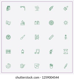 icon set about art with keywords gramophone, color pencil and paint spray