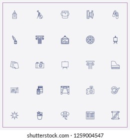 icon set about art with keywords ballet shoes, jar of paint and elephant