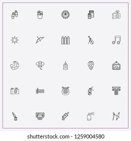 icon set about art with keywords music note, theater and paint spray