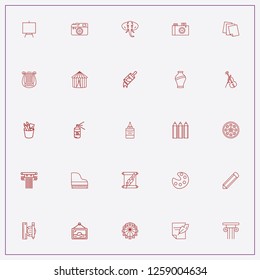 icon set about art with keywords scroll letter, glue and papers