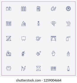 icon set about art with keywords palette, photo camera and scroll