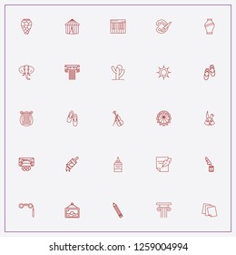 icon set about art with keywords cactus, piano keys and violin