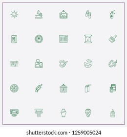 icon set about art with keywords ballet shoes, vase and piano keys