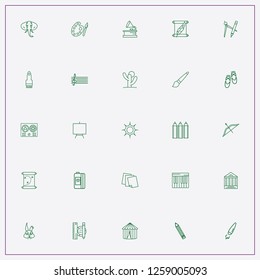icon set about art with keywords compass with pen, color pencils and painting stand