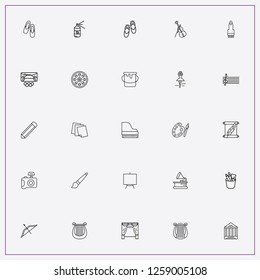 icon set about art with keywords music note, piano and painting stand