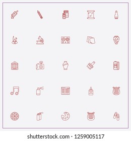 icon set about art with keywords harp, palette and music note