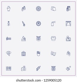 icon set about art with keywords theater mask, harp and ink pot