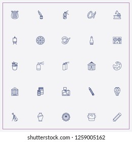 icon set about art with keywords circus tent, easel and jar of paint
