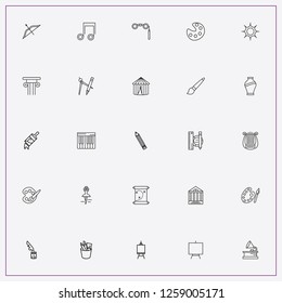 icon set about art with keywords easel, pencil and gramophone