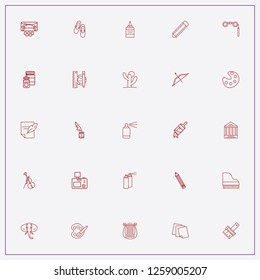 icon set about art with keywords glue, paint brush and color pencil
