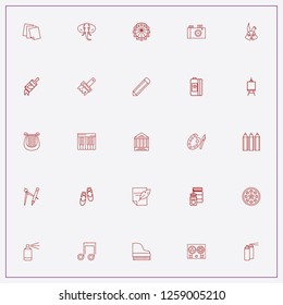icon set about art with keywords elephant, palette and feather with paper