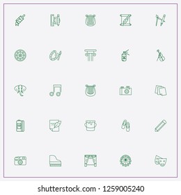 icon set about art with keywords paint spray, music note and violin