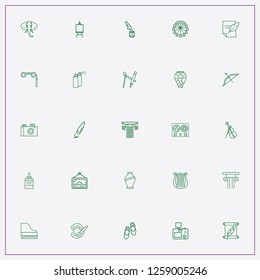 icon set about art with keywords violin, ballet shoes and ink pot