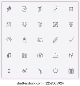 icon set about art with keywords piano keys, photo camera and brush