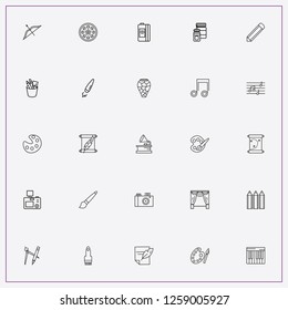 icon set about art with keywords vase, curtains and feather with paper
