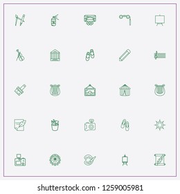 icon set about art with keywords painting stand, feather with paper and ballet shoes