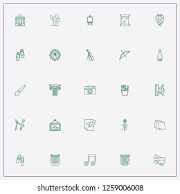 icon set about art with keywords brushes, painting brush and compass with pen