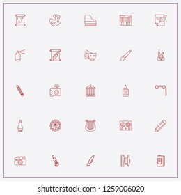 icon set about art with keywords theater mask, scroll and feather with paper