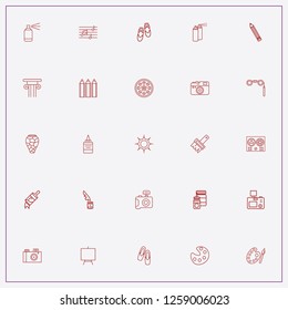 icon set about art with keywords pencil, paint spray and ballet shoes