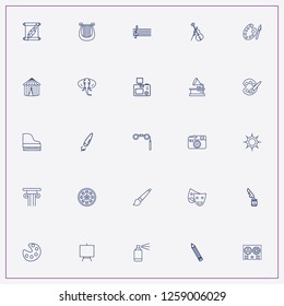 icon set about art with keywords paint spray, sun and theater mask