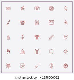 icon set about art with keywords color pencil, compass with pen and camera film roll