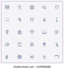 icon set about art with keywords painting stand, theater and cactus