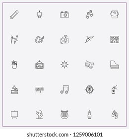 icon set about art with keywords theater mask, wall picture and music note