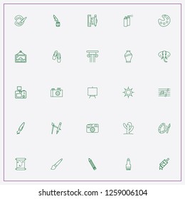 icon set about art with keywords scroll, painting brush and cactus