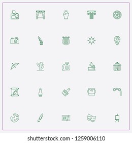 icon set about art with keywords scroll letter, music notes and sun