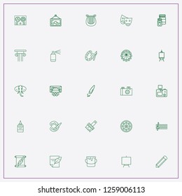 icon set about art with keywords wall picture, camera film roll and easel