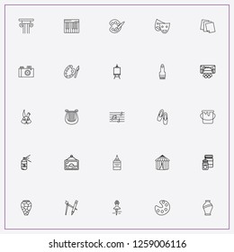 icon set about art with keywords theater mask, architecture column and piano keys