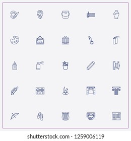 icon set about art with keywords piano keys, old dictaphone and wide brush