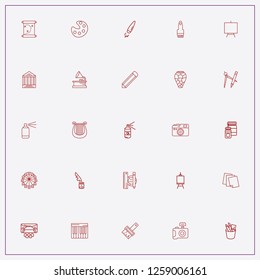 icon set about art with keywords paint brush, color pencil and ink pot
