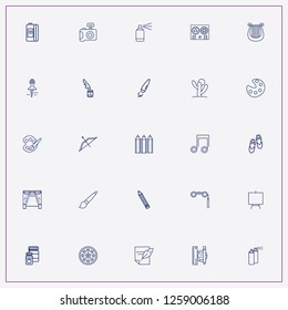 icon set about art with keywords music note, palette and theatrical binocular